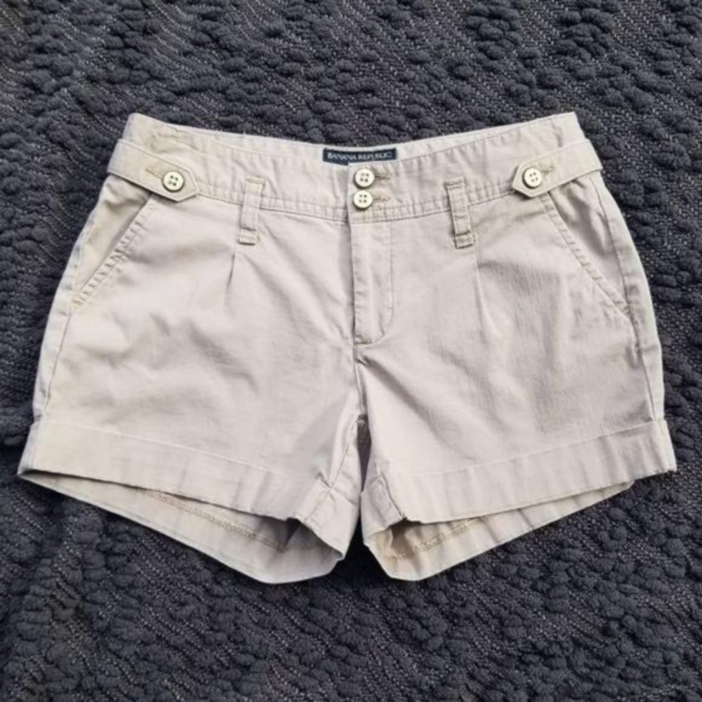 BANANA REPUBLIC 3.5" shorts tan khaki chino 2P